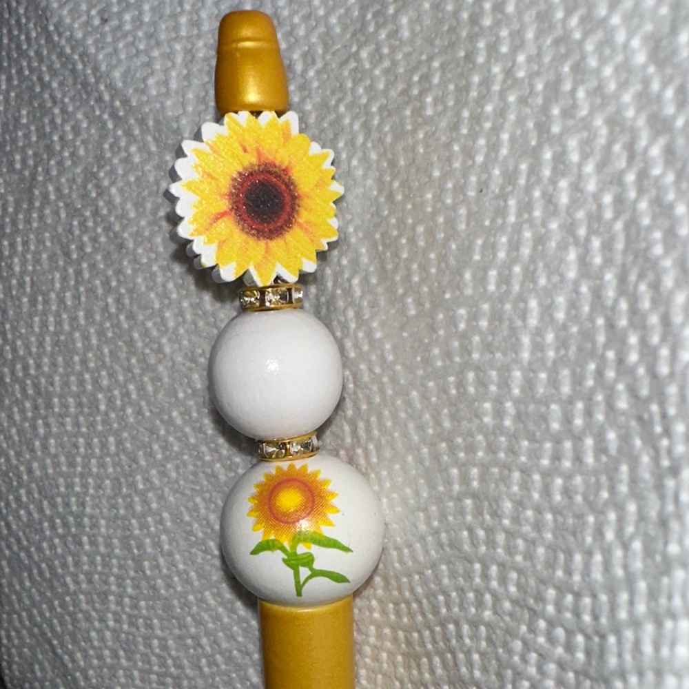 Sunflower Themed Gold Pen